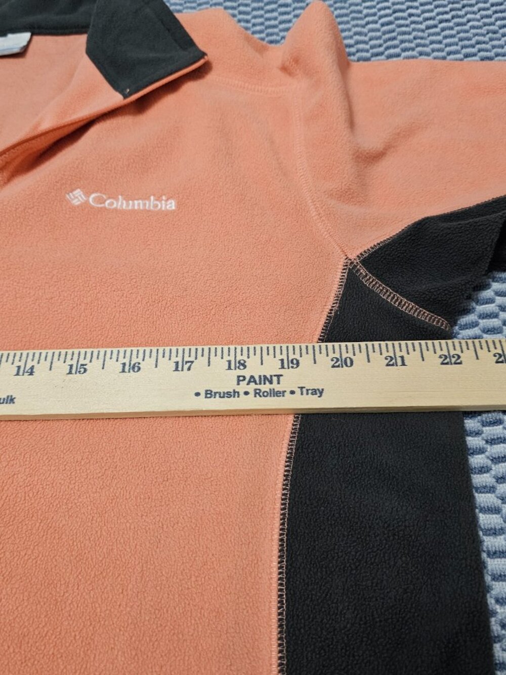 Columbia Sportswear Orange Peach & Grey 1/4 Zip Fleece Pullover Sweater Medium - Picture 5 of 6
